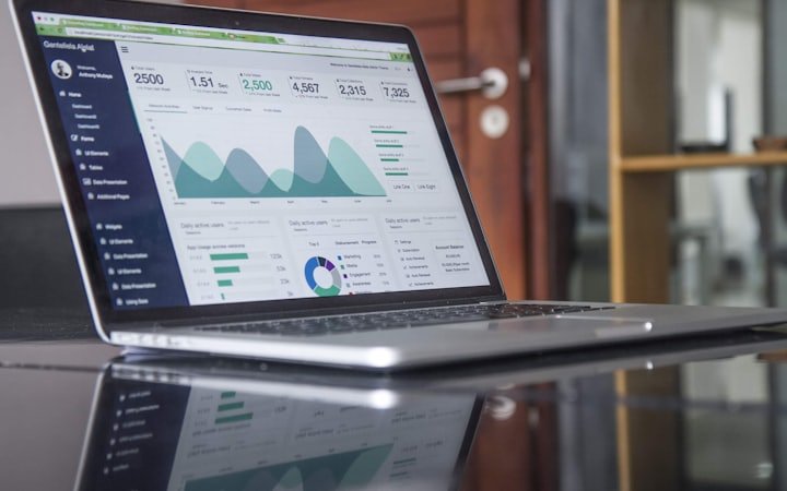 Advisor reviewing figures on a laptop